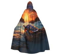 WHJDPP La cape à capuche pour adulte imprimée tortue de mer est un poncho à capuche super grand, confortable et durable pour Halloween