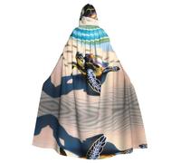 WHJDPP La cape à capuche pour adulte imprimée tortue est un poncho à capuche super grand, confortable et durable pour Halloween