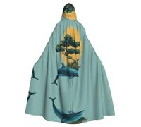 WHJDPP La cape à capuche pour adulte « Little Tree on the Dolphin Picture » est un poncho à capuche super grand, confortable et durable pour Halloween