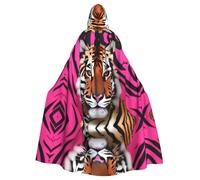 WHJDPP La cape à capuche pour adulte motif léopard tigre zébré rose est un poncho à capuche super grand, confortable et durable pour Halloween