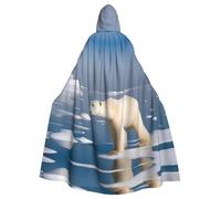 WHJDPP La cape à capuche pour adulte Polar Bear Ice Print est un poncho à capuche super grand, confortable et durable pour Halloween