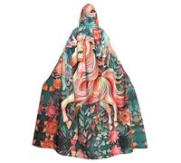 WHJDPP La cape à capuche rose imprimée licorne pour adulte est un poncho à capuche super grand, confortable et durable pour Halloween