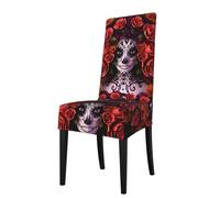 WHJDPP La housse de chaise Day of the Dead Sugar Roses Skull est facile à démonter et fabriquée en tissu haute résilience résistant à l'usure