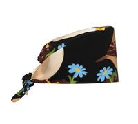 WHJDPP Little Sparrow in The Flowerbed Bonnet de travail de nettoyage imprimé pour homme et femme - Réglable - Absorbant la transpiration - Respirant - Noir