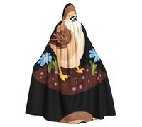 WHJDPP Little Sparrow in the Flowerbed Printed Halloween Adult Cape Cape à capuche avec nœud papillon pour fêtes costumées, cosplay