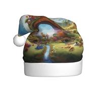 WHJDPP Little World Under the Rainbow Prints Chapeau de Noël durable pour adulte pour Halloween, Noël, Nouvel An