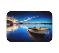 WHJDPP Lock Edge Tapis de sol 101,6 x 152,4 cm Motif bateau dans l'eau bleue Image absorbant l'eau et antidérapant, doux et confortable pour salle de bain et cuisine