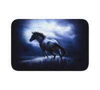 WHJDPP Lock Edge Tapis de sol 101,6 x 152,4 cm Motif cheval bleu absorbant l'eau et antidérapant doux et confortable pour salle de bain et cuisine