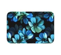 WHJDPP Lock Edge Tapis de sol 101,6 x 152,4 cm Motif fleur bleue absorbant l'eau et antidérapant doux et confortable pour salle de bain et cuisine