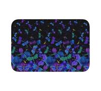 WHJDPP Lock Edge Tapis de sol 101,6 x 152,4 cm Motif libellule bleue absorbant l'eau et antidérapant, doux et confortable pour salle de bain et cuisine