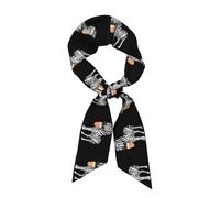 WHJDPP Longue écharpe en soie motif zèbre mangeant du popcorn doux, confortable, doux pour la peau et respirant, adapté pour les jeux de voyage et les fêtes