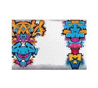 Whjdpp Lot de 1 000 puzzles éducatifs en bois pour soulager le stress Motif mur Graffiti