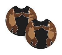 Whjdpp Lot de 2 porte-gobelets d'intérieur de voiture avec impression de deux ours marron - Étanche et rapide - Pour voitures, camions, SUV et navires