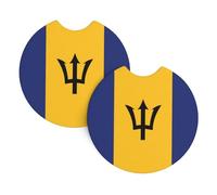 Whjdpp Lot de 2 porte-gobelets intérieurs de voiture avec motif drapeau de la Barbade - Étanche et rapide - Pour voitures, camions, SUV et navires