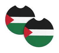 Whjdpp Lot de 2 porte-gobelets intérieurs de voiture avec motif drapeau de l'État de Palestine, imperméable et rapide pour voitures, camions, SUV et navires