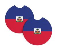 Whjdpp Lot de 2 porte-gobelets intérieurs de voiture avec motif drapeau haïtien - Étanche et rapide - Pour voitures, camions, SUV et navires