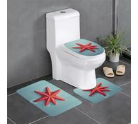 WHJDPP Lot de 3 tapis de bain antidérapants et durables à séchage rapide Motif étoiles de mer Rouge