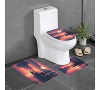 WHJDPP Lot de 3 tapis de bain antidérapants et durables à séchage rapide Motif lac au coucher du soleil