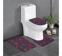WHJDPP Lot de 3 tapis de salle de bain antidérapants avec motif croix et couronne d'épines - Tapis de contour, ovale et rectangulaire pour toilettes, coiffeuses et toilettes