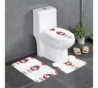 WHJDPP Lot de 3 tapis de salle de bain antidérapants en forme de chiot mignon qui passe l'hiver - 61 x 40,6 cm - Tapis rectangulaire en forme de U et ovale pour toilettes, coiffeuse et baignoire