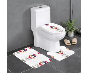 WHJDPP Lot de 3 tapis de salle de bain antidérapants en forme de chiot mignon qui passe l'hiver - 61 x 40,6 cm - Tapis rectangulaire en forme de U et ovale pour toilettes, coiffeuse et baignoire