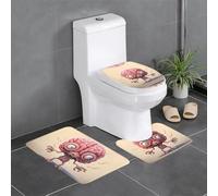 WHJDPP Lot de 3 tapis de salle de bain antidérapants motif cerveau humain - Tapis de contour, ovale et rectangulaire pour toilettes, coiffeuses et toilettes