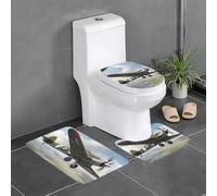 WHJDPP Lot de 3 tapis de salle de bain antidérapants pour toilettes, coiffeuses et toilettes Motif avion de la Seconde Guerre mondiale