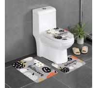 WHJDPP Lot de 3 tapis de salle de bain en peluche à poils longs pour un confort absorbant et une protection antidérapante - Motif imprimé Happy-Halloween-Day-Trick-Or-Treat - 61 x 40,6 cm