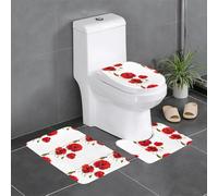WHJDPP Lot de 3 tapis de sol antidérapants pour salle de bains, toilettes et cuisines Motif coquelicot
