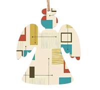 WHJDPP Lot de 4 décorations de Noël en bois en forme d'ange Impression moderne du milieu du siècle à suspendre