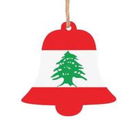 WHJDPP Lot de 4 décorations de Noël en bois en forme de cloche avec drapeau du Liban à accrocher aux arbres de Noël