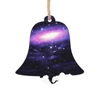 WHJDPP Lot de 4 décorations de Noël en bois en forme de cloche, impression d'art galaxie à suspendre