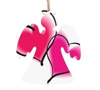 WHJDPP Lot de 6 décorations de Noël en bois en forme d'ange avec deux cœurs roses à accrocher aux arbres de Noël