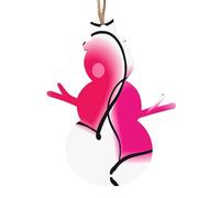 WHJDPP Lot de 6 décorations de Noël en bois en forme de bonhomme de neige - Deux cœurs roses - À accrocher aux arbres de Noël