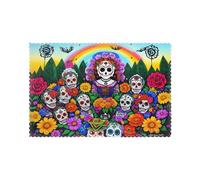 WHJDPP Lot de 6 sets de table imprimés Day of The Dead pour table de salle à manger pour la maison et les banquets, faciles à nettoyer à température ambiante pour une utilisation durable