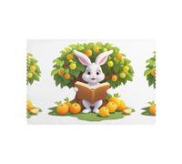 WHJDPP Lot de 6 sets de table imprimés Little Rabbit Reading Under The Fruit Tree pour table de salle à manger pour la maison et les banquets, faciles à nettoyer à température ambiante pour une
