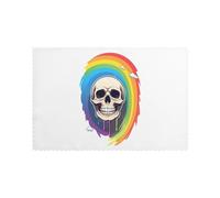 WHJDPP Lot de 6 sets de table imprimés tête de mort arc-en-ciel pour table de salle à manger pour la maison et les banquets, faciles à nettoyer à température ambiante pour une utilisation durable