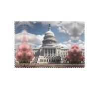 WHJDPP Lot de 6 sets de table lavables résistants à la chaleur et aux plis pour décoration de chambre à manger Motif Capitole des États-Unis