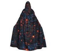 WHJDPP Lumière vive sur tableau électronique imprimé Halloween Cape à capuche pour adulte sans fermeture éclair, confortable et durable pour les jeux de rôle