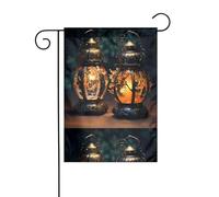 WHJDPP Magnifiques drapeaux de jardin imprimés lanternes 30,5 x 45,7 cm pour décoration de cour avec une largeur de poteau de 3 cm (drapeau uniquement, mât non inclus)