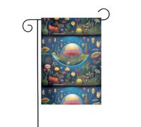 WHJDPP Micro world Printing Drapeaux de jardin 30,5 x 45,7 cm pour décoration de cour avec une largeur de poteau de 3 cm (drapeau uniquement, mât non inclus)