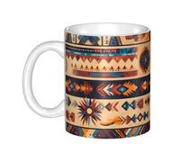 WHJDPP Motifs amérindiens Tasse en céramique pour cappuccino, latte, céréales, yaourt, lait, boissons chaudes ou froides Four à micro-ondes