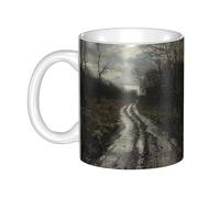 WHJDPP Muddy Road After Rain Mug en céramique pour cappuccino, latte, céréales, yaourt, lait, boissons chaudes ou froides Four à micro-ondes