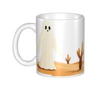 WHJDPP Mug en céramique avec image fantôme dans le désert pour cappuccino, latte, céréales, yaourt, lait, boissons chaudes ou froides, four à micro-ondes