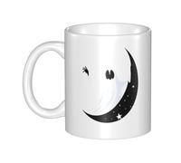 WHJDPP Mug en céramique avec image fantôme sur la lune pour cappuccino, latte, céréales, yaourt, lait, boissons chaudes ou froides, four à micro-ondes