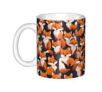 WHJDPP Mug en céramique avec inscription « Lots of Cartoon Little Fox » - Pour cappuccino, latte, céréales, yaourt, lait, boissons chaudes ou froides - Four à micro-ondes