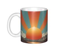 WHJDPP Mug en céramique avec inscription « The sun shines bright » - Pour cappuccino, latte, céréales, yaourt, lait, boissons chaudes ou froides - Four à micro-ondes
