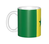 WHJDPP Mug en céramique imprimé drapeau du Sénégal pour cappuccino, latte, céréales, yaourt, lait, boissons chaudes ou froides, four à micro-ondes