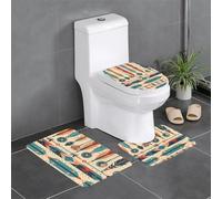 WHJDPP Native American Tribes Lot de 3 tapis de salle de bain antidérapants avec contour, ovale et rectangulaire pour toilettes, coiffeuse et toilettes