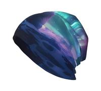 WHJDPP Northern Lights Bonnet tricoté tendance pour adulte Motif ours polaire Doux Confortable et respirant pour homme et femme Noir